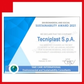 Tecniplast is once again verified and approved according to the ISO 14006 STANDARD, and obtains the Environmental and Social Sustainability Award 2021!